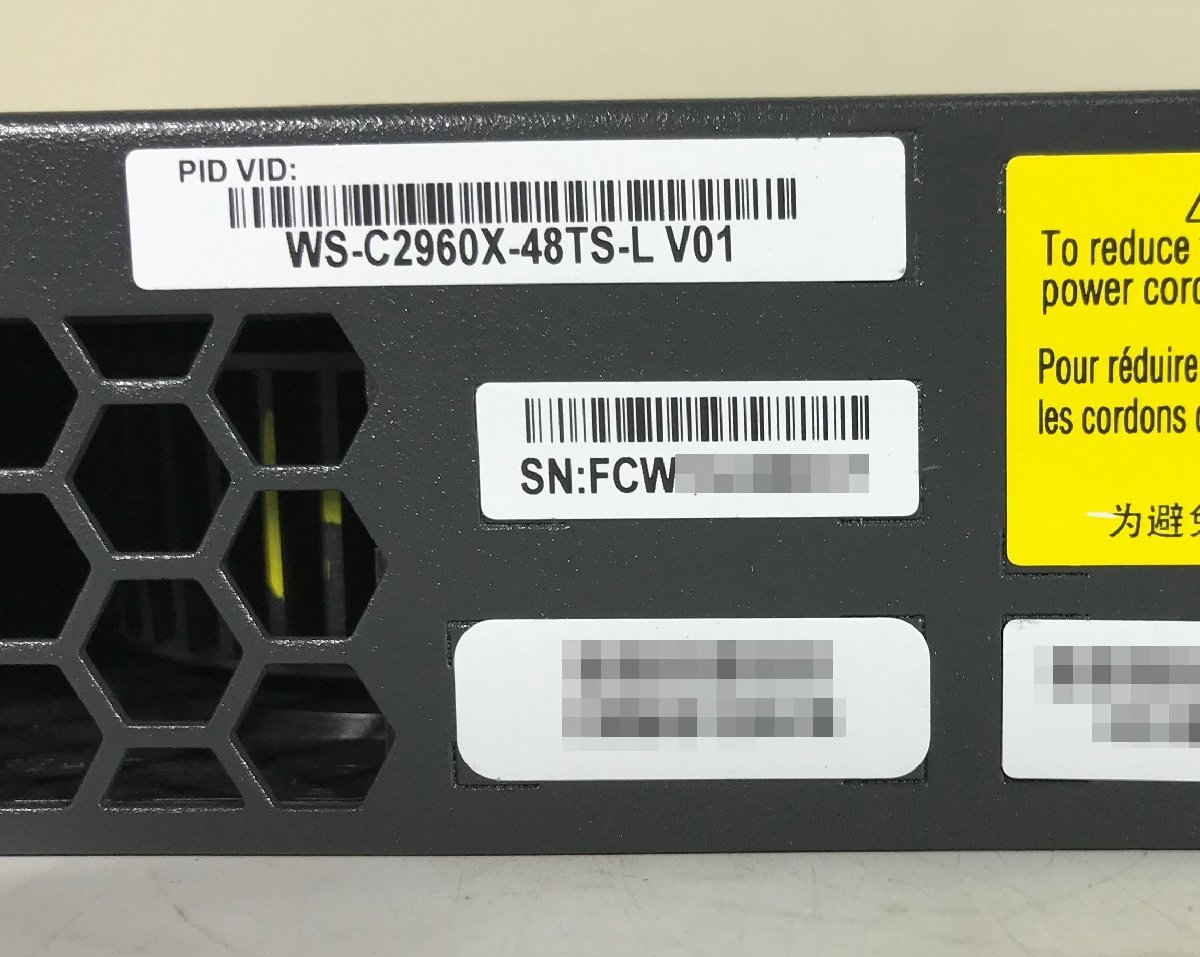 【埼玉発】【CISCO】Catalyst 2960-Xシリーズスイッチ　 WS-C2960X-48TS-L v01　★起動確認、初期化済★　(9-3577)_画像7