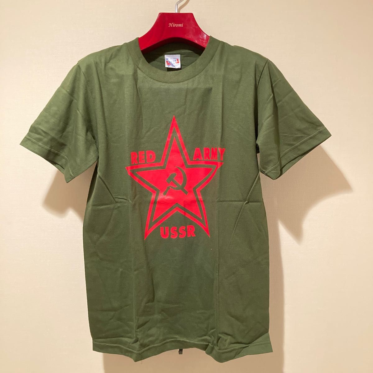 ★赤い星★ロシアソ連レッドアーミーTシャツ緑M★送料無料★
