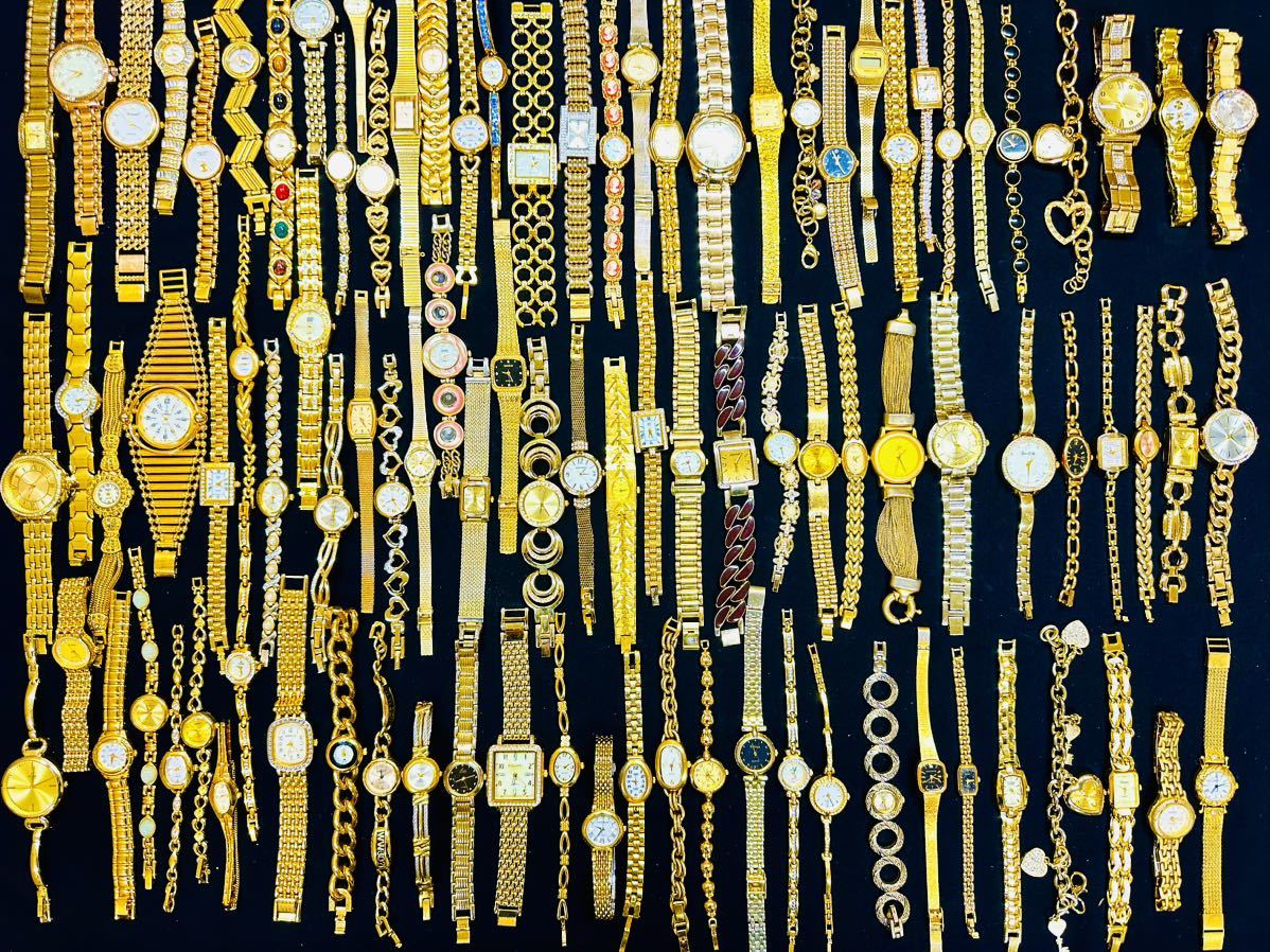 ゴールドカラーのみ 腕時計 200本 大量 GIVENCHY SEIKO CITIZEN AUREOLE ELGIN BULOVA BUREN ダイアモンドクォーツ 等 まとめてセットF71_画像7