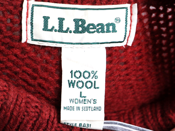 90's スコットランド製 LLビーン LLBEAN タートルネック ウール ニットセーター (WOMENS M) ミックスカラー 90年代 旧タグ オールド 90s スコットランド製 エルエルビーン タートルネック ニット