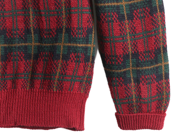口コミ・レビュー評価が高いおすすめ人気商品の通販 80s USA製 エルエルビーン チェック ウール ニット セーター 男性用