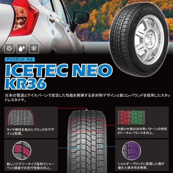 2023年製 225/55R17 97Q KENDA ケンダ KR36 ICETEC NEO スタッドレスタイヤ 2本 225 55 17_画像2