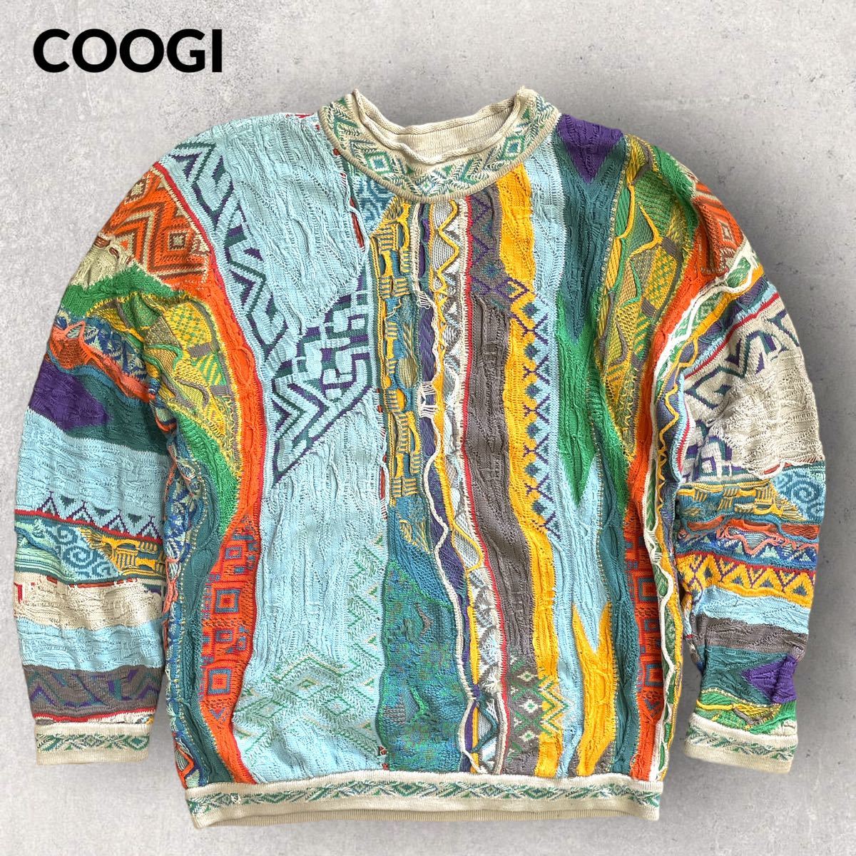 COOGI クージー ロールネック 立体 3Dニット マルチカラー M