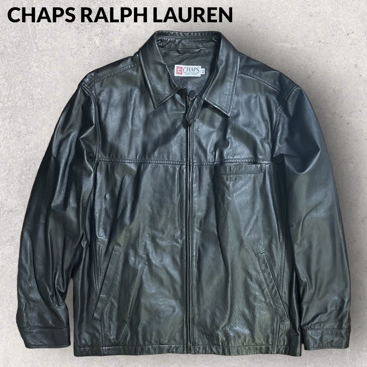 CHAPS ラルフローレン 90s オーバーサイズ レザージャケット ブラック LLサイズ