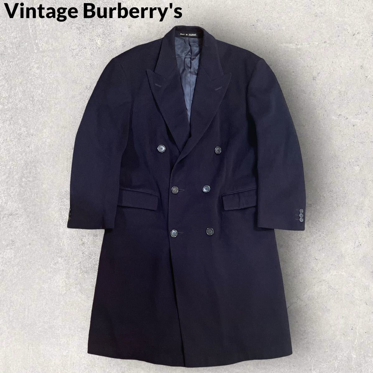 美品】Burberrys バーバリーズ ダブル 紺ブレ カシミア混 ネイビー-