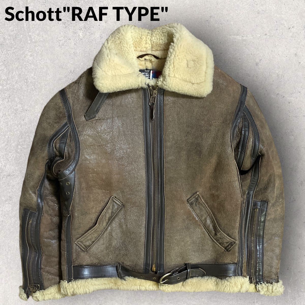 稀少 廃盤 Schott R.A.F TYPE 羊革 リアルムートン サイズ40-