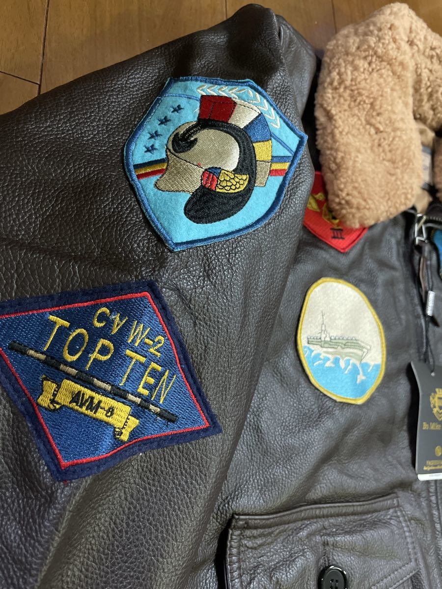 タグ付き 極美品 BO MIKE RONNY G-1 フライトジャケット シボ革 TOPGUN トップガン 襟着脱可能 キングサイズ4XL