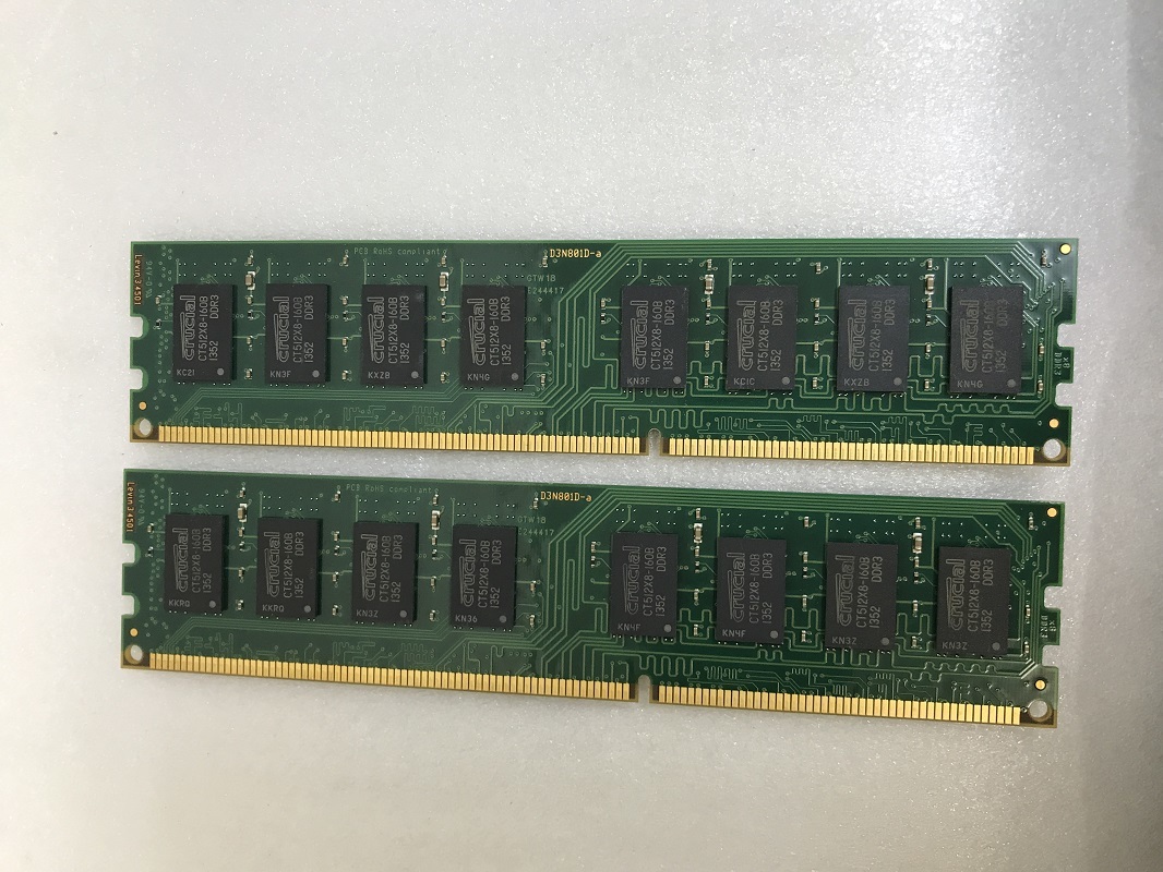 CRUCIAL PC3-12800U 16GB 8GB 2枚 DDR3 デスクトップ用メモリ 240ピン DDR3-1600 8GB DDR3 DESKTOP RAM 240ピン ddr3 Non-ECCメモリ_画像5