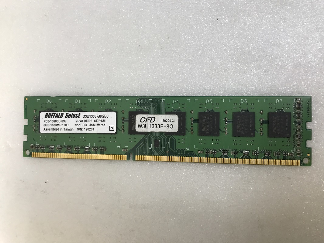 BUFFALO SELECT PC3-10600U 8GB DDR3 デスクトップ用メモリ DDR3-1333 8GB PC3-10600U 240ピン 8GB DDR3 DESKTOP RAM_画像1