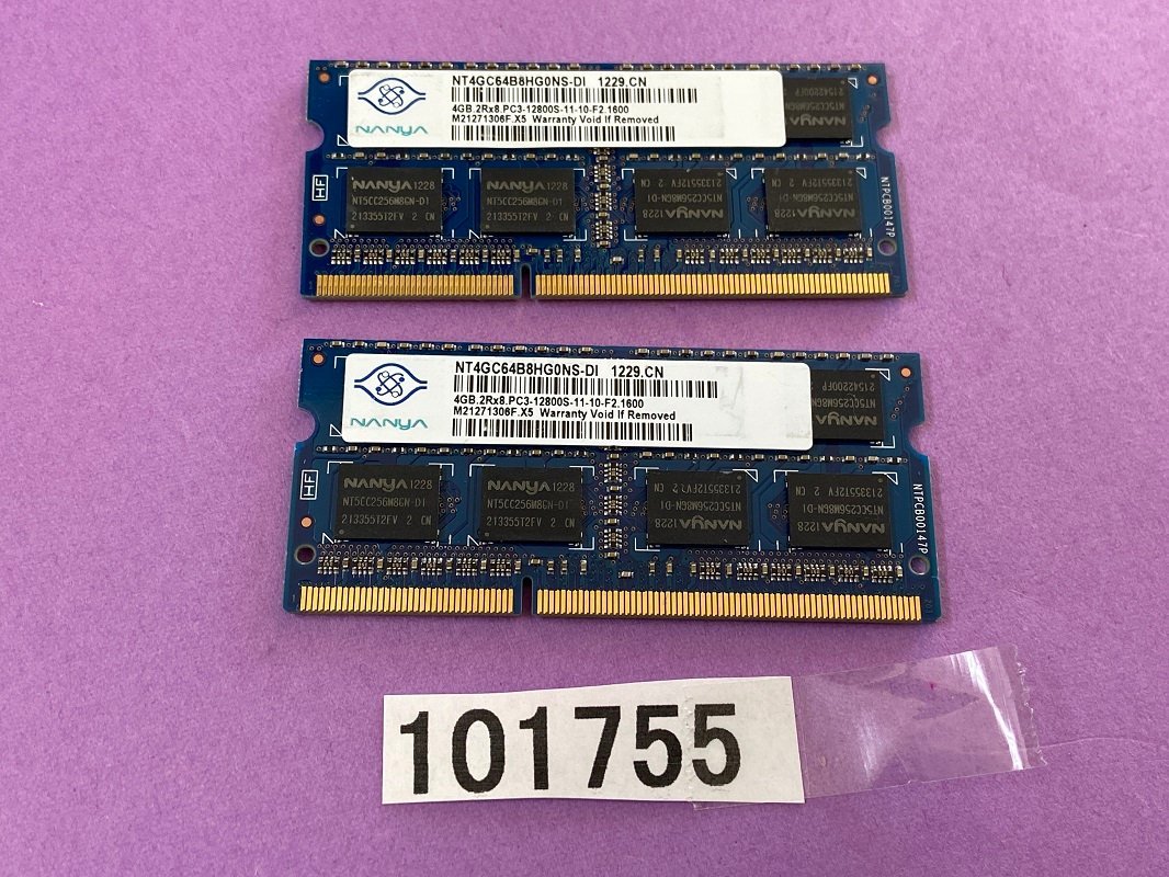 NANYA 2RX8 PC3-12800S 8GB 4GB 2枚組 1セット 8GB DDR3 ノートパソコン用メモリ DDR3-1600 4GB 2枚 8GB DDR3 LAPTOP RAM_画像1