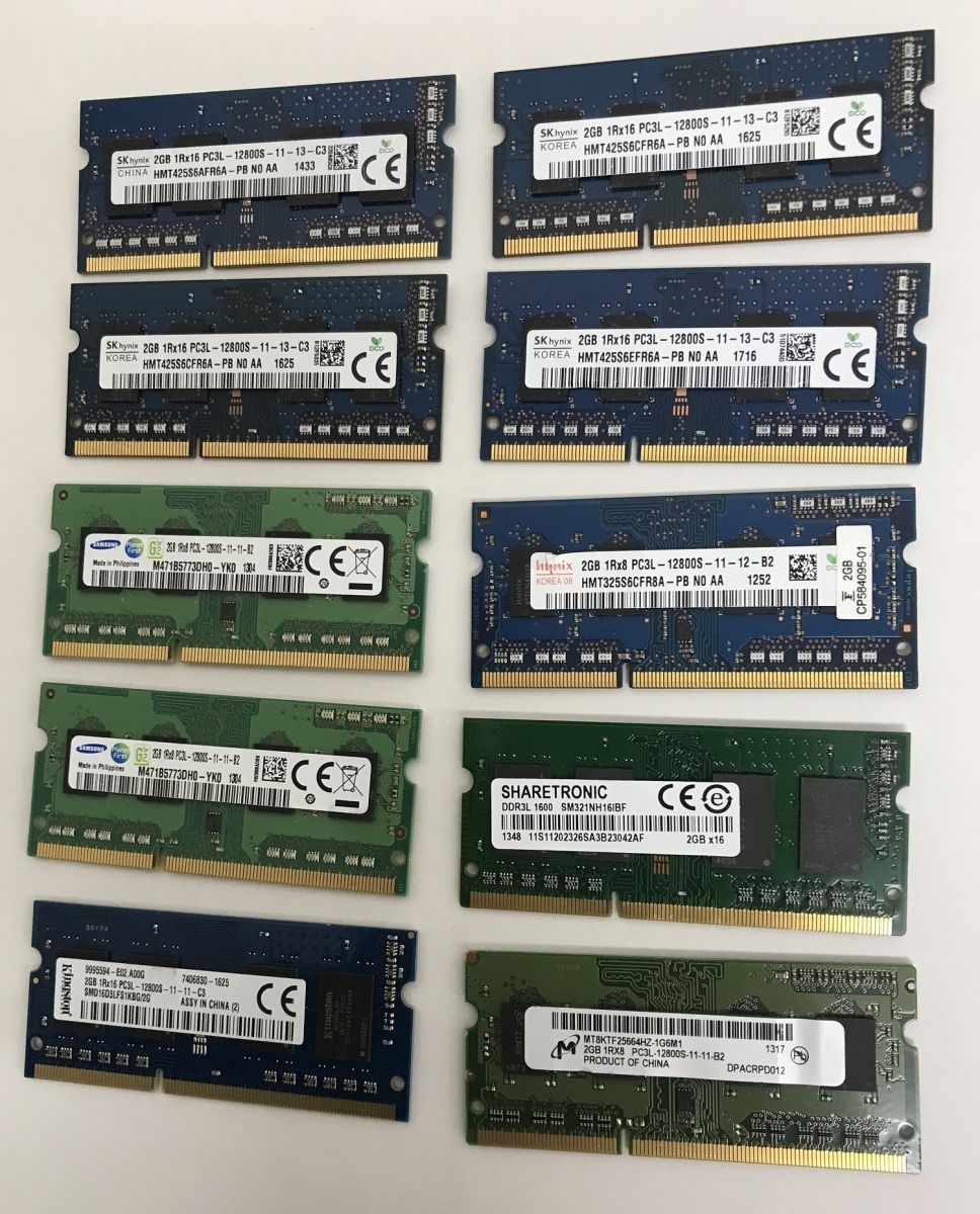 PC3L-12800S 2GB 10枚 セット DDR3L ノート PC用 メモリ DDR3L 1600 2GB 10枚セット DDR3L LAPTOP RAM メーカー指定不可_画像3
