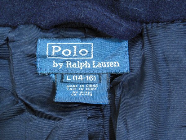 ポロ ラルフローレンPolo by Ralph Lauren■ウール Pコート ピーコート ダブルボタン■L(14-16)■ネイビー ※NK3908369_画像5