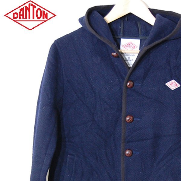  Dan ton DANTON# wool mosa short coat with a hood . made in Japan #36# navy *NK3908397