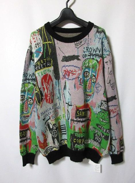  new goods regular price 59400 jpy WACKO MARIA Wacko Maria JEAN-MICHEL BASQUIAT bus Kia mo hair knitted sweater M