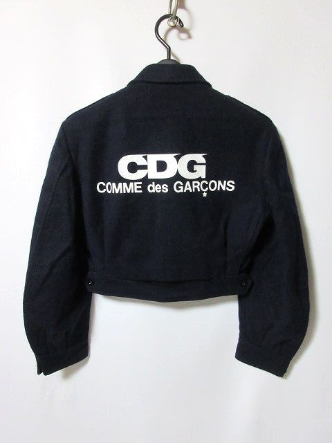 希少 GOOD DESIGN SHOP COMME des GARCONS コムデギャルソン IP-J003 バックロゴ ウール ジャケット ネイビー S_画像1