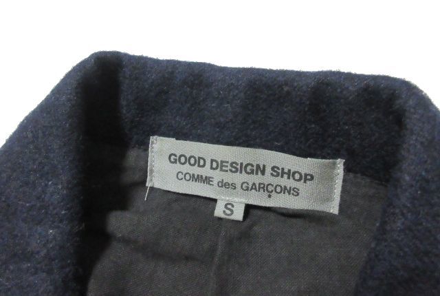 希少 GOOD DESIGN SHOP COMME des GARCONS コムデギャルソン IP-J003 バックロゴ ウール ジャケット ネイビー S_画像4