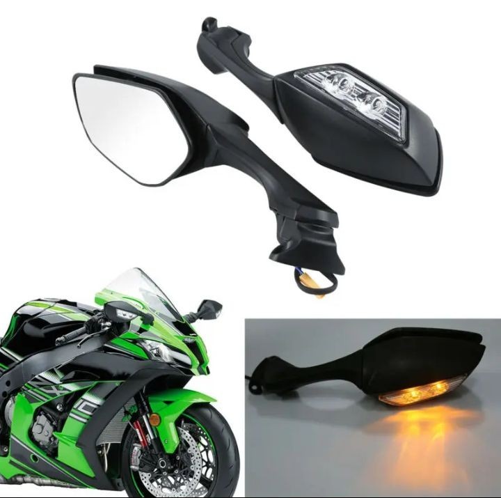 新品左右ミラー　ZX10R ZX10-R　H2　ウィンカー　ミラー　ZX10Rミラー　H2ミラー　純正タイプのソケット仕様　ウィンカー　バックミラー_画像1