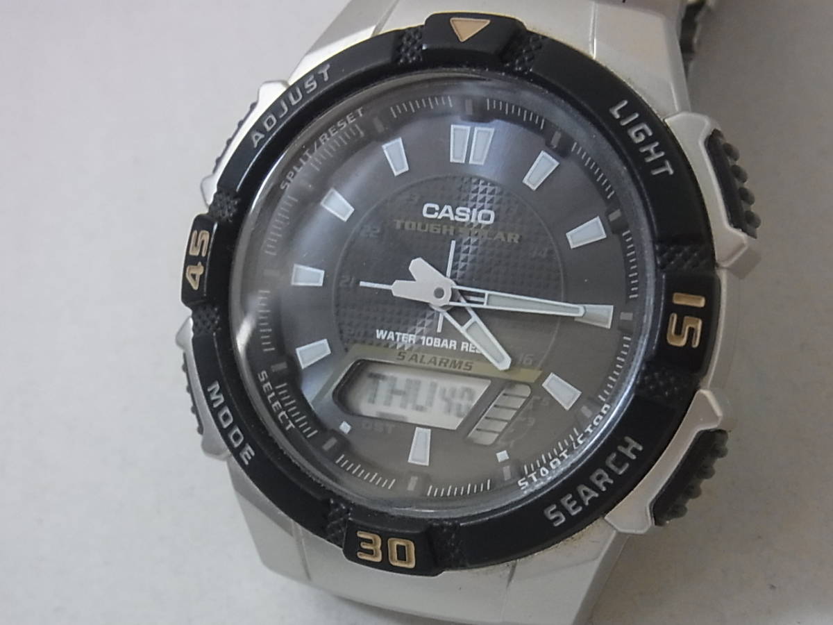 151007H31-1012H■CASIO■カシオ　5208 AQ-S800W　メンズ 腕時計　タフソーラー　黒文字盤　シルバーカラー　アンティーク_画像9