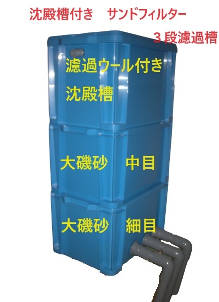 池 大型水槽の濾過装置 沈殿槽付き サンドフィルター ミニ 3段 池 大型水槽の濾過装置 沈殿槽付き サンドフィルター ミニ 3段