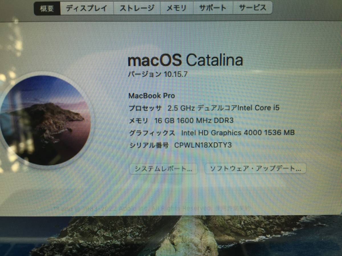 Apple MacBook Pro A1278 / Core i5 / 16GB / SSD 480GB / 13.3インチ 1280x800 / MacOS Catalina / 充放電回数69 / カメラ / Mid2012_画像9