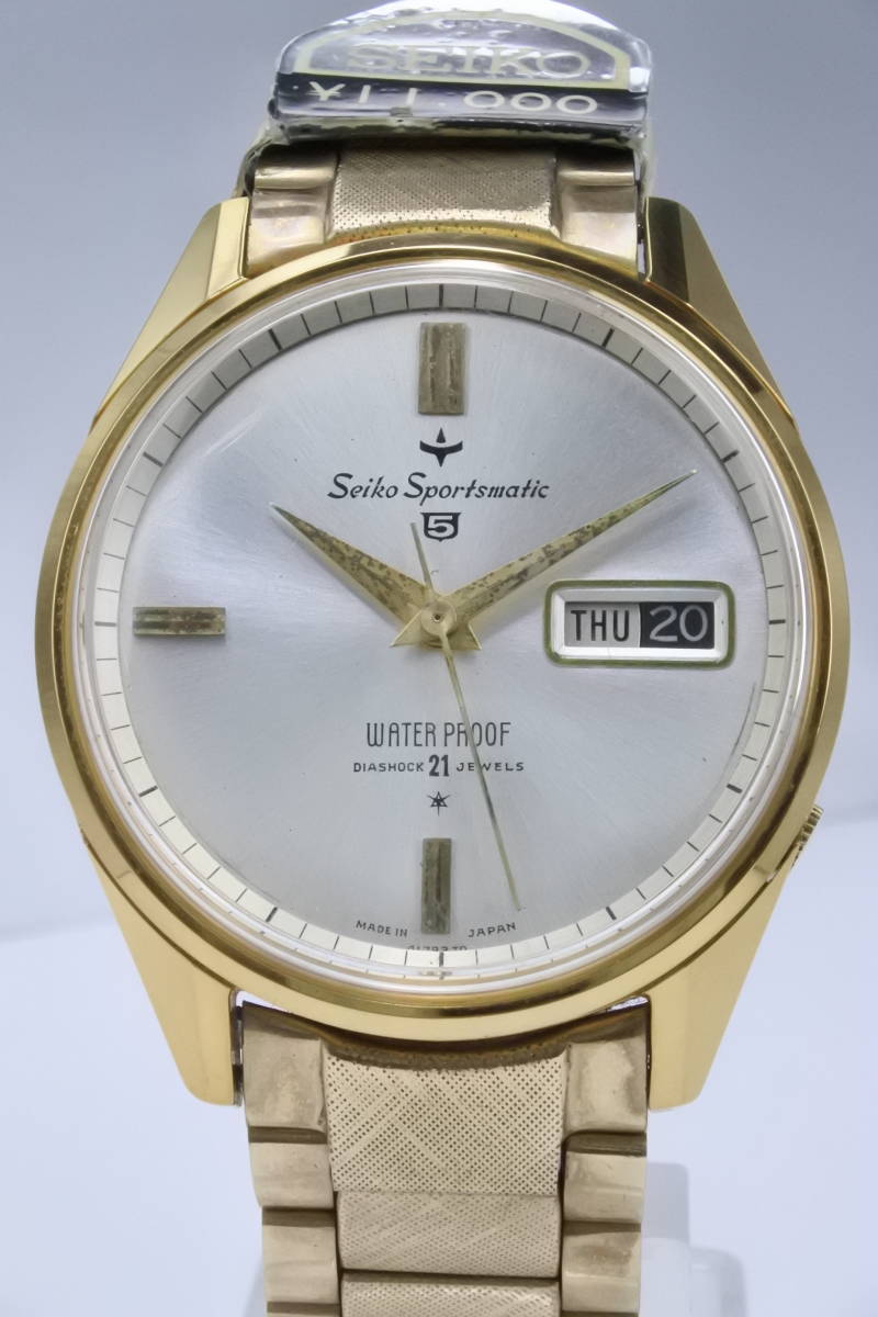 初代シルビア同じ年☆1965年製　SEIKO　スポーツマチック　5　21石　6619-8050　極稀少文字盤　自動巻紳士腕時計　K14金張ベルト　逸品_画像2
