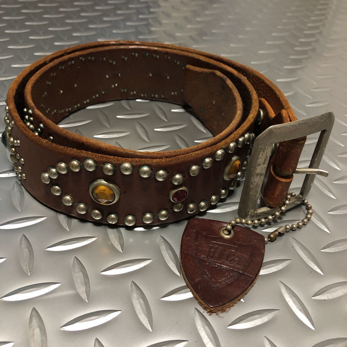 HTC HOLLYWOOD TRADING COMPANY JEWEL STUD BELT Vintage L（34size）ビンテージ  スタッズベルト レザーベルト