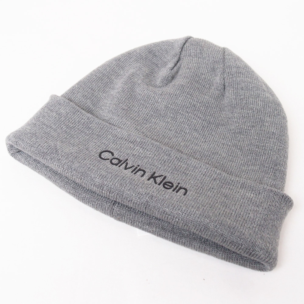  new goods Calvin Klein Logo reversible knitted cap black 