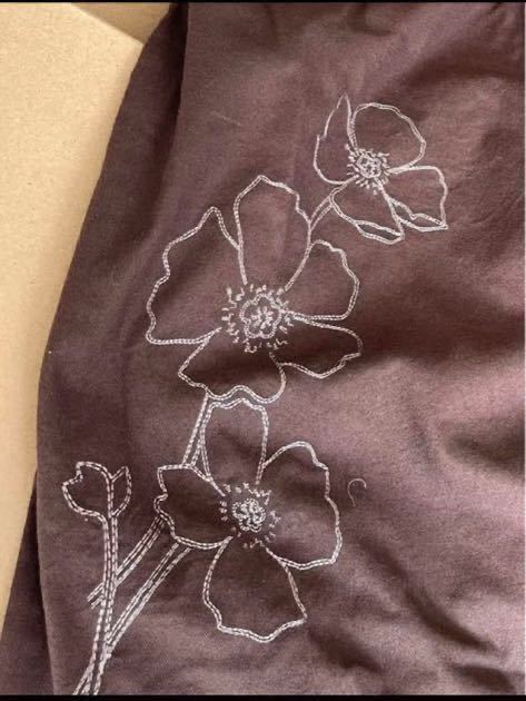 【2枚セット】未使用品 ママイクコ シンプル 台形スカート 花刺繍 ブラウン サイズ38