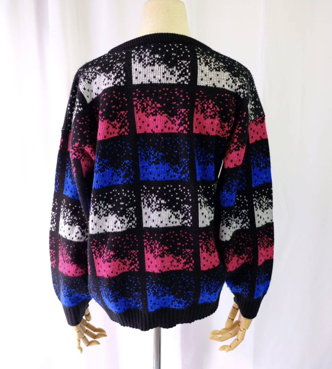 【1980s】ビンテージ　デザインニットセーター　カラフル　アート　古着屋　ヴィンテージ ユーロ　総柄_画像4