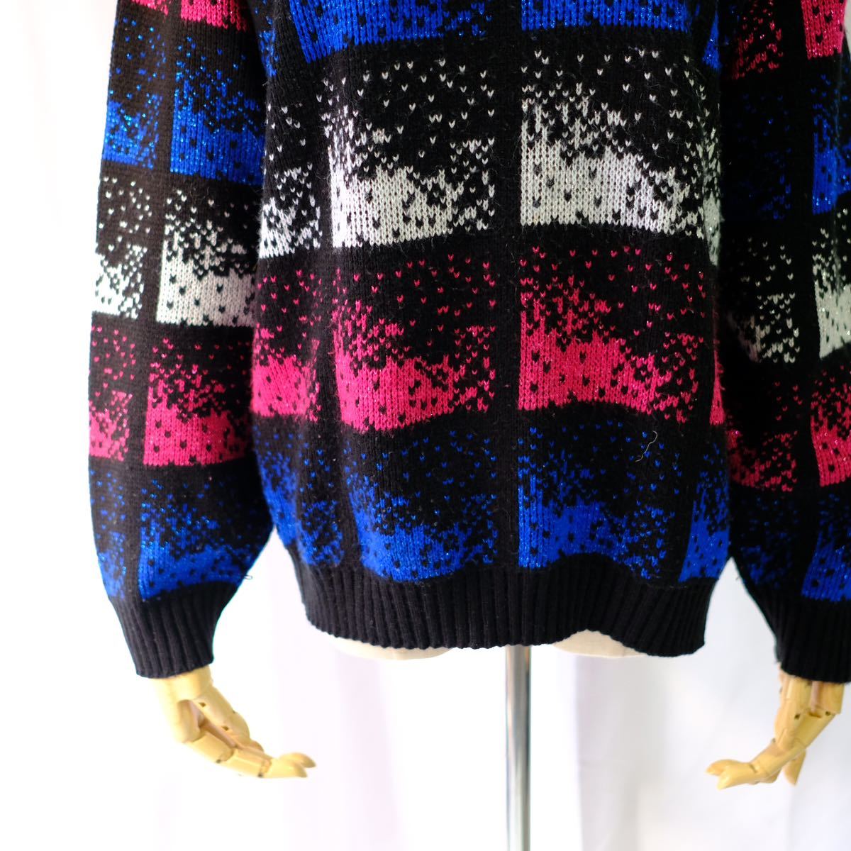 【1980s】ビンテージ　デザインニットセーター　カラフル　アート　古着屋　ヴィンテージ ユーロ　総柄