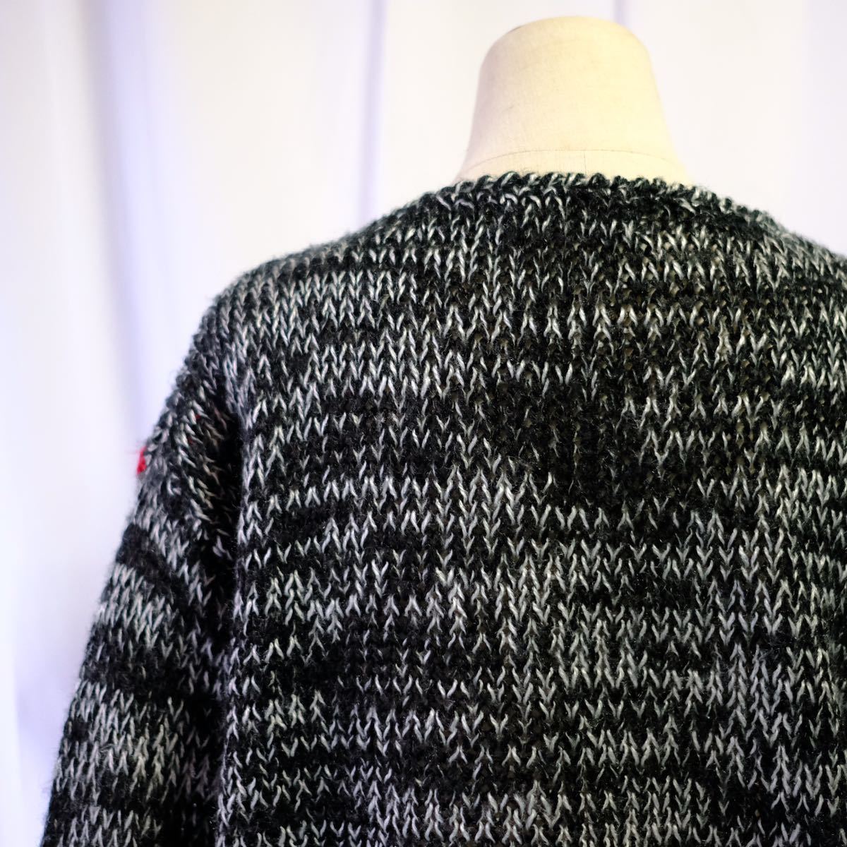 【1980s】ビンテージ　デザインニットセーター　総柄　オーバーサイズ 古着屋　ミックス　ハンドメイド　オーバーサイズ　ユーロ