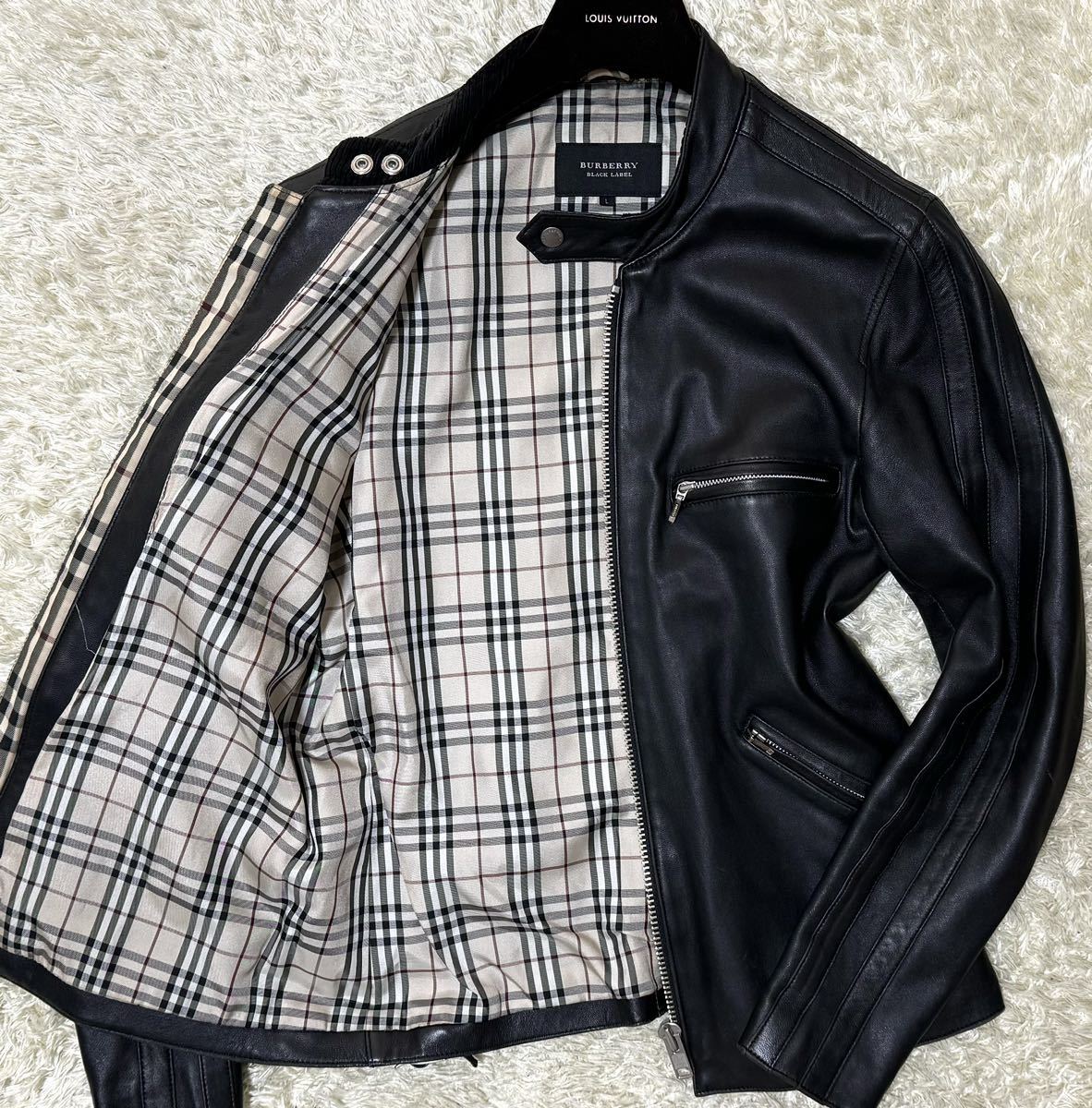 BURBERRY BLACK LABEL L ライダース 羊革 レザージャケット-