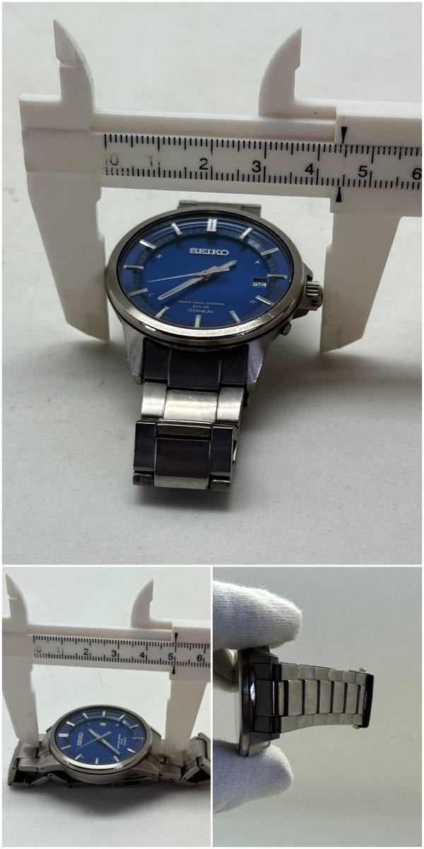 SEIKO セイコー 電波ソーラー 腕時計 7B52-0AD0 青文字盤 ブルー TITANIUM_画像8