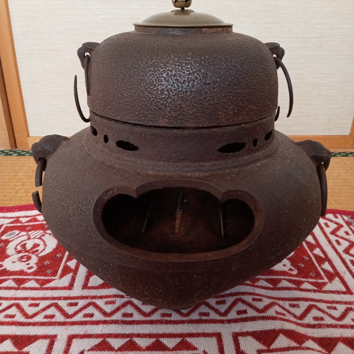風炉釜 茶道具 昭和レトロ アンティーク 風炉 茶釜 鉄製 茶器 年代物