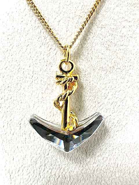 【中古】Swarovski スワロフスキー　アクセサリー　ネックレス　ゴールド　碇モチーフ　マリンモチーフ