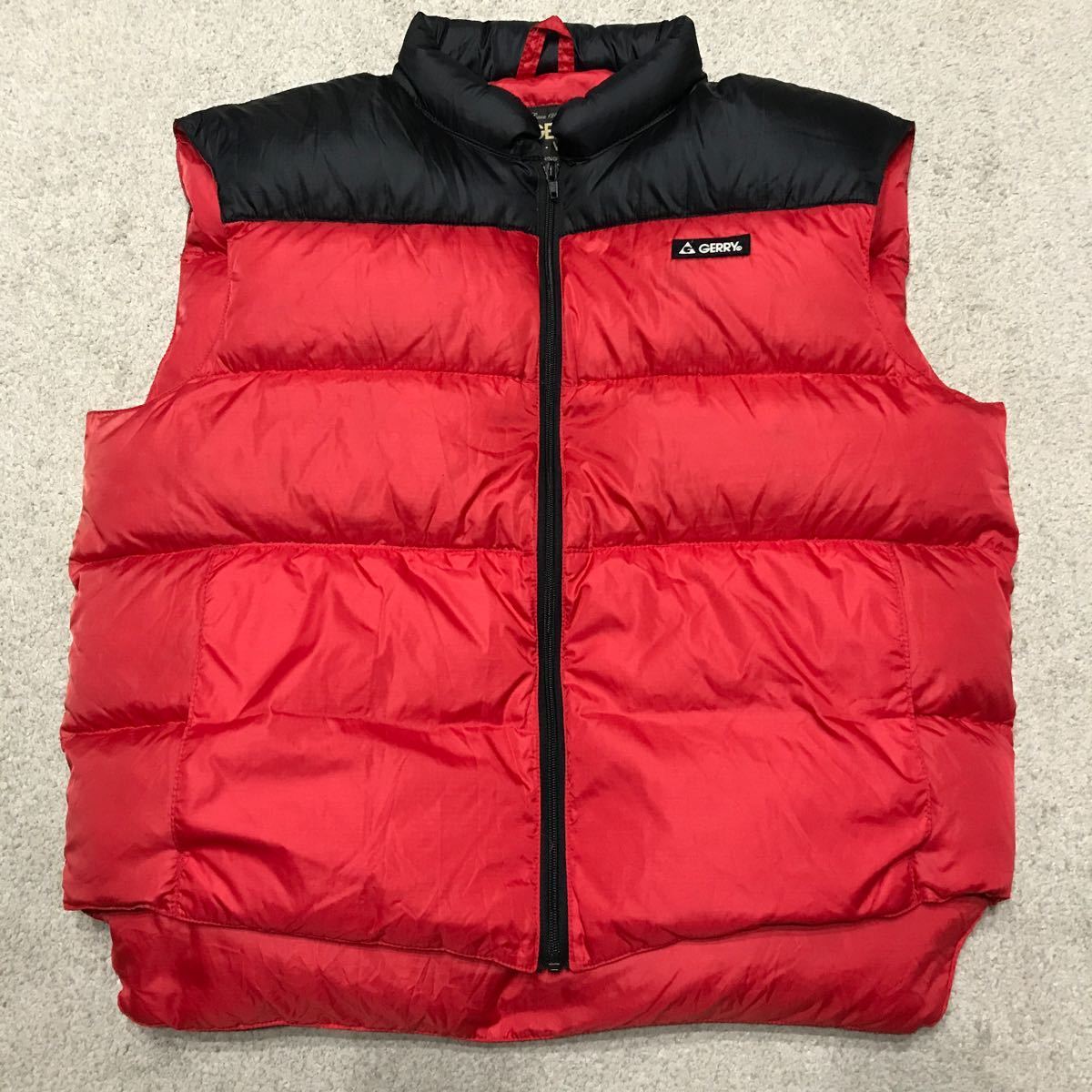 90's USA製 GERRY ジェリー DOWN VEST ダウンベスト 赤/黒 LARGE ビンテージ MADE IN USA リップストップ ナイロン 90年代_画像1