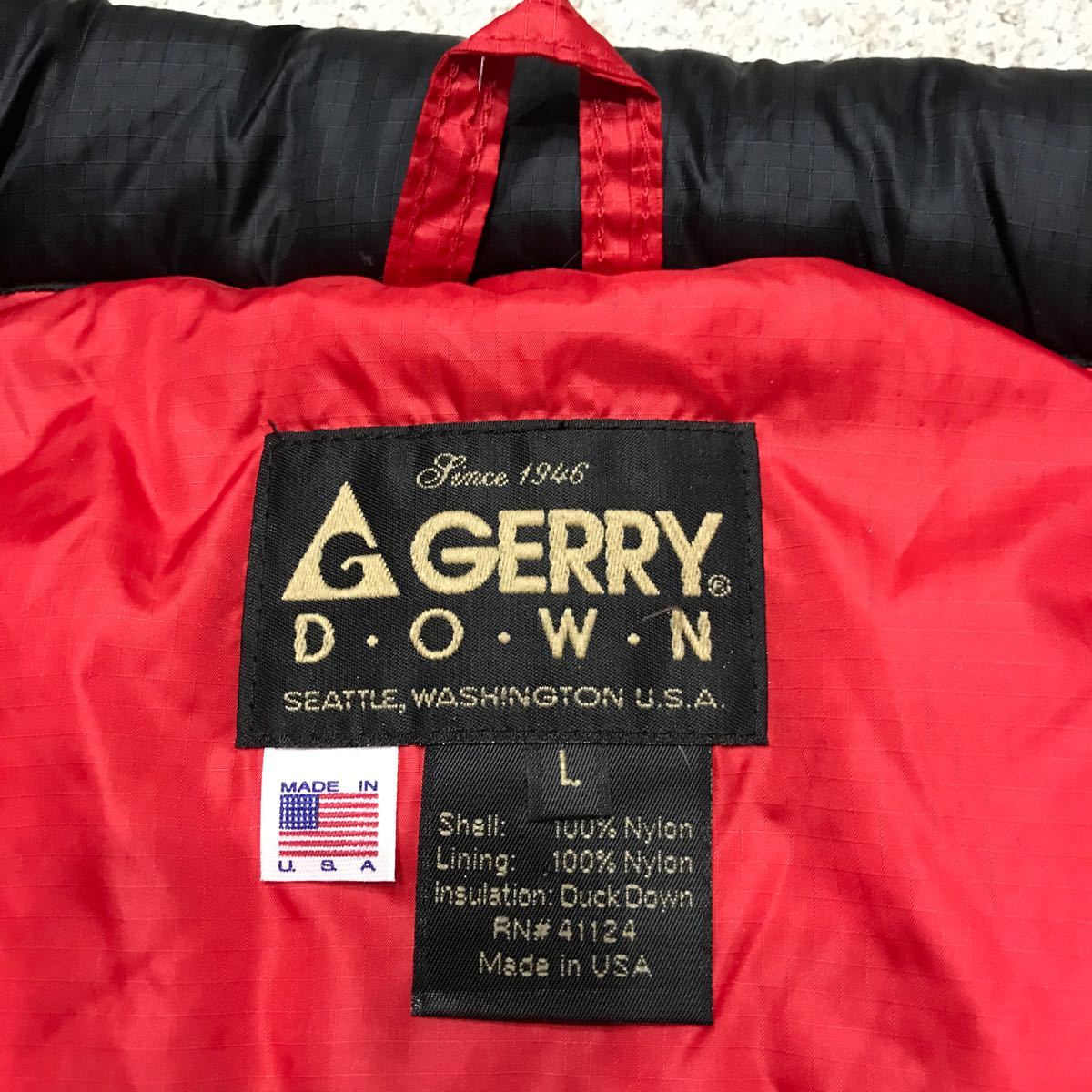 90's USA製 GERRY ジェリー DOWN VEST ダウンベスト 赤/黒 LARGE ビンテージ MADE IN USA リップストップ ナイロン 90年代_画像4