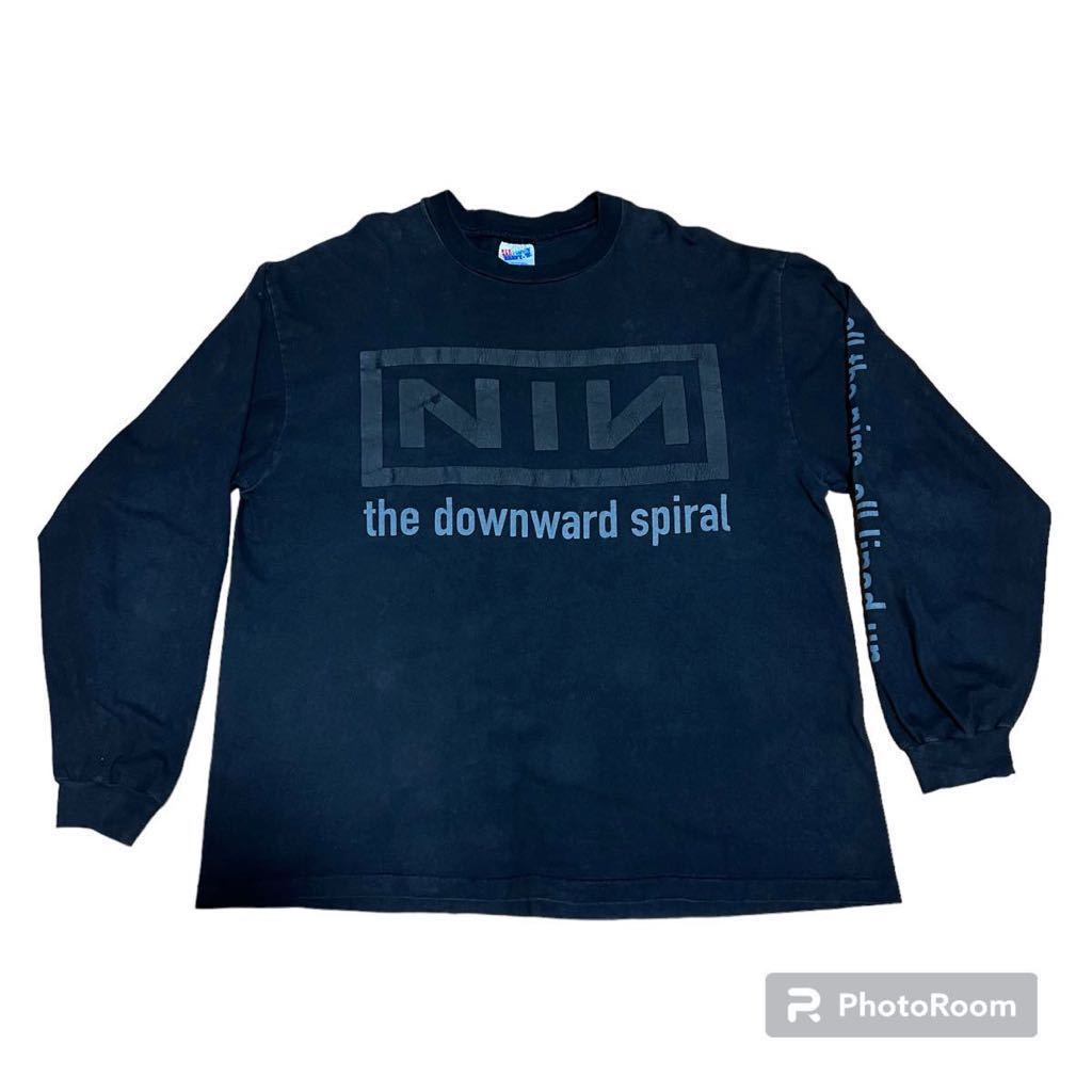 年末のプロモーション NINE XL HANES ロンT destruct self spiral downward the 1994 NAILS INCH Tシャツ