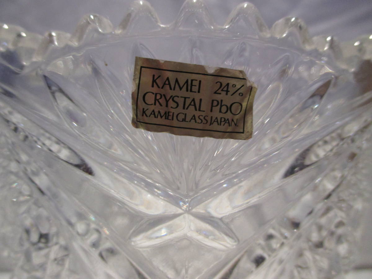 ★1円~KAMEI GLASS 亀井硝子 CRYSTAL PbO フラワーベース 花瓶_画像7