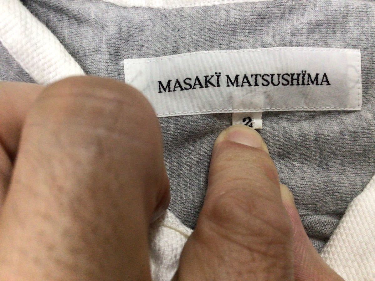 日本製 MASAKI MATSUSHIMA マサキマツシマ 半袖シャツ 前後切返し 2 M 白 灰色 ホワイト グレー HRU-82140_画像4