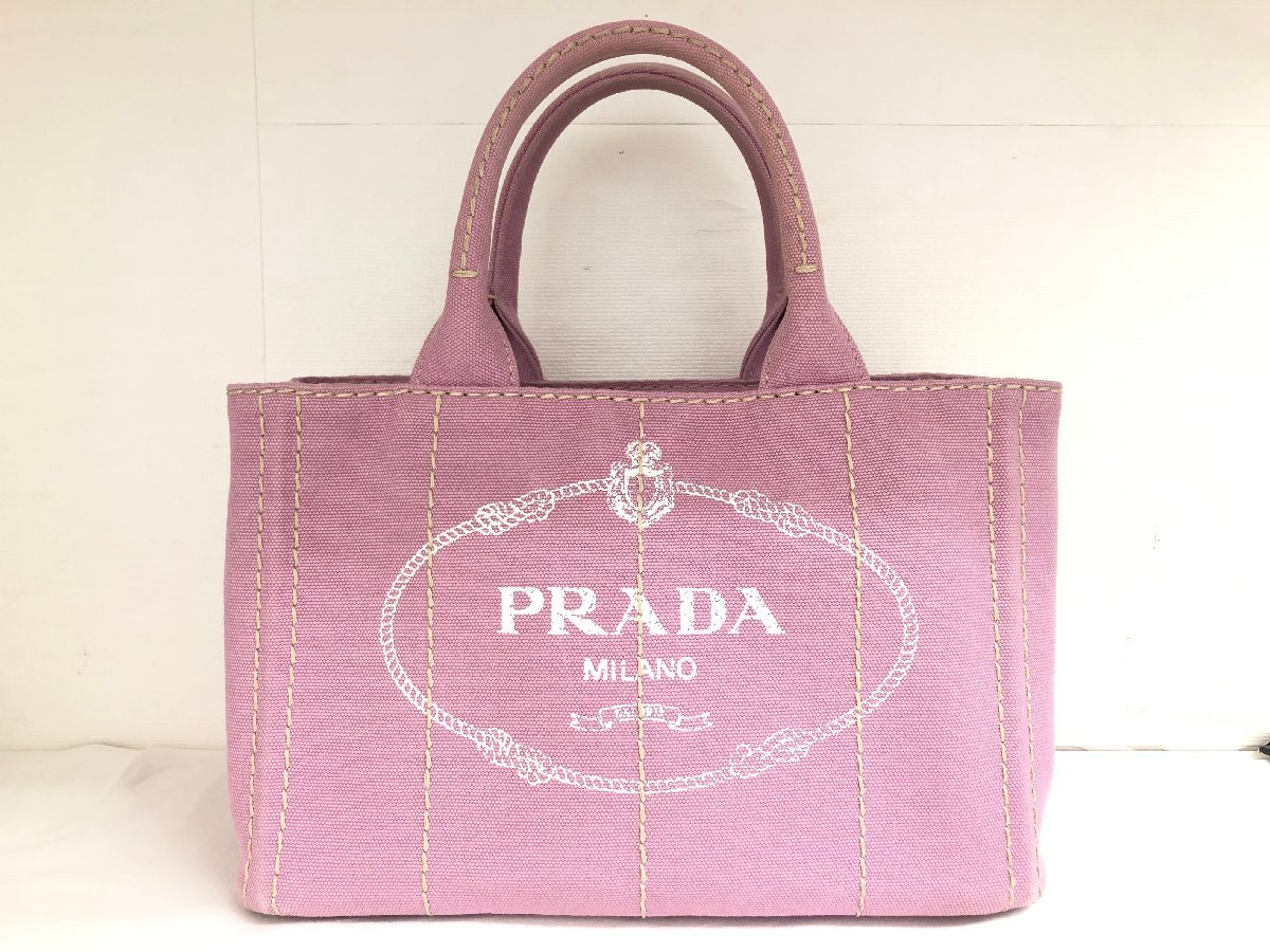 送料無料 美品 PRADA プラダ 1BG439 カナパ キャンバス ハンドバッグ