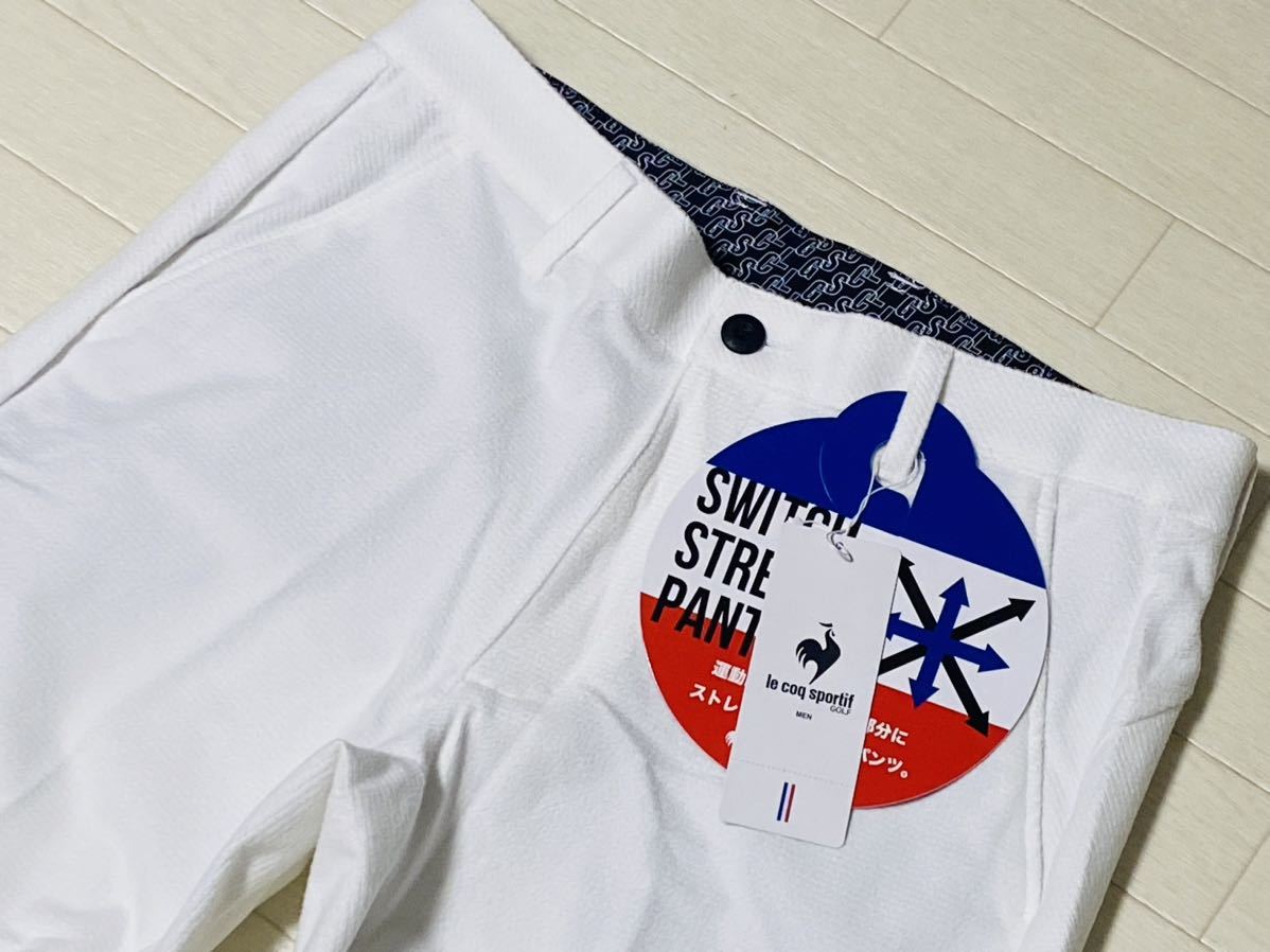 新品◆ルコック ゴルフ le coq sportif GOLF ロゴ刺繍 起毛ツイル 保温 厚手 スイッチ ストレッチパンツ/秋冬/ホワイト/w85_画像2