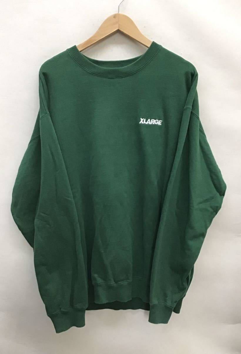 20231012【X-LARGE】エクストララージ TWO TONE BACKSIDE OG CREWNECK SWEAT スウェット L グリーン 101223012006_画像1