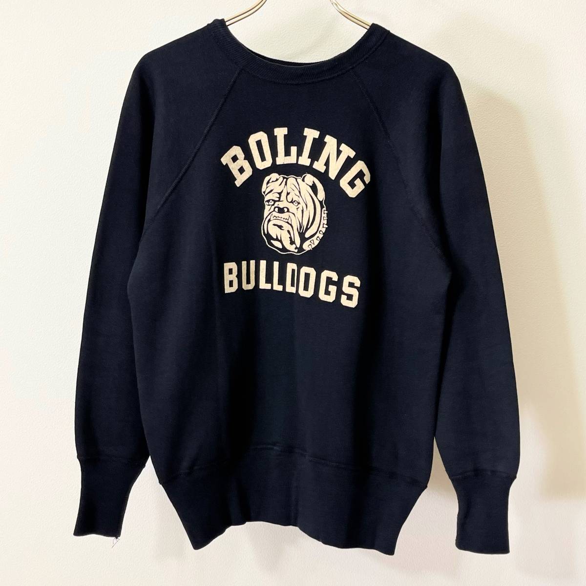 希少《 Dead Stock / Bulldogs Black 》50s 60s デッド【 Champion ランタグ 黒 ブラック ブルドッグ スウェット L ビンテージ 】_画像9