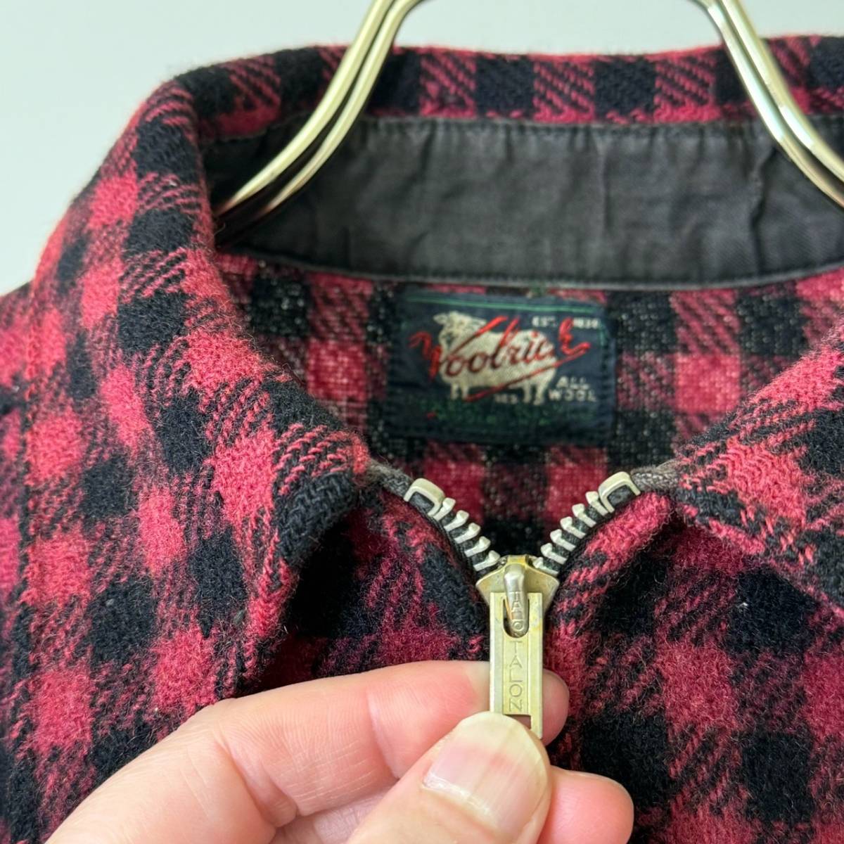 希少《 Half Zipper / Woolrich 》30s 40s【 ウールリッチ ボルド/ブラック プルオーバー ウール シャツ L 程度 ビンテージ 】_画像2