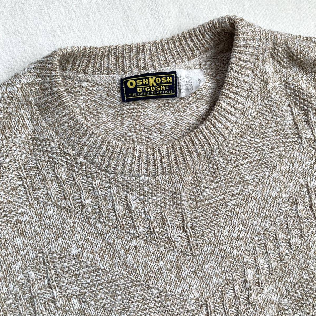 80s〜90s USA製 OSHKOSH B'GOSH コットンニットセーター オシュコシュビゴッシュ made in usa cotton sweaterクルーネックニット_画像3