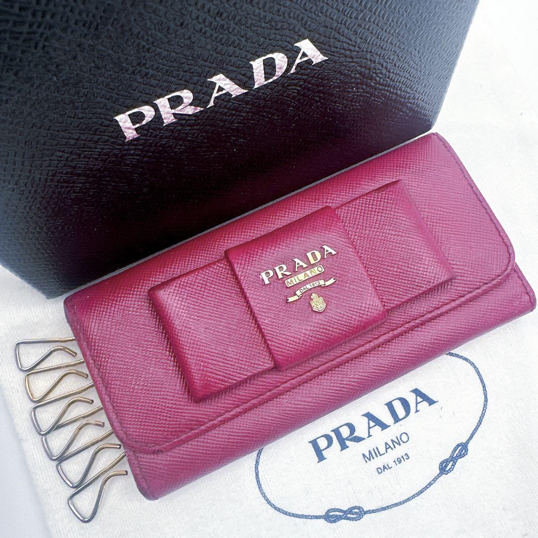 PRADA プラダ PRADA 6連キーケース リボン サフィアーノレザー 黒タグ