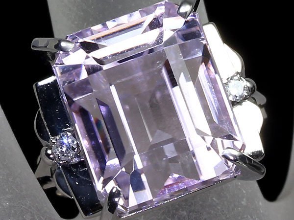 MR6780S【売り切り】新品仕上【RK宝石】≪Kunzeit≫ 極上クンツァイト 特大22.23ct!! 極上ダイヤモンド Pt900 高級リング ダイヤ