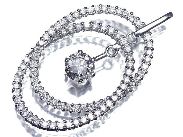 美品 ラザールダイヤモンド K18WG ダイヤ計0.30ct ネックレス-