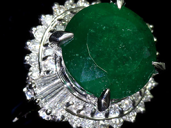 RM6338SS新品【RK宝石】≪Emerald≫ 濃厚グリーン 天然エメラルド 特大3.95ct 極上ダイヤモンド Pt900 高級リング ダイヤ